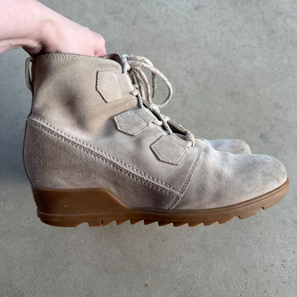 Sorel Evie Wedge Ankle Bootie Women's 11 Tan Lace Up Suede Waterproof‎ Boot - Picture 6 of 10